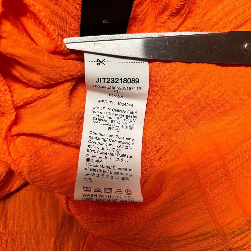 Shein Curve Orange Cami Dress Womens 2XL Smocked Ruffle Hem Textured Slip Dress - Picture 8 of 9